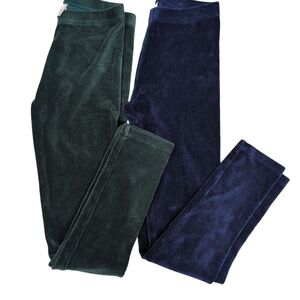 Hanna Andersson Velvet Leggings - Forest Green and Navy